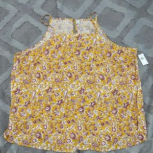 Women's Old Navy Yellow Floral Tank Top NWT